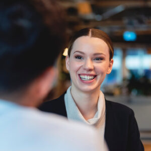 employee smiling to a customer