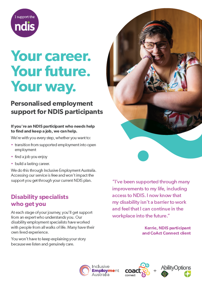 CoAct Connect + Ability Options Inclusive Employment Australia for NDIS participants