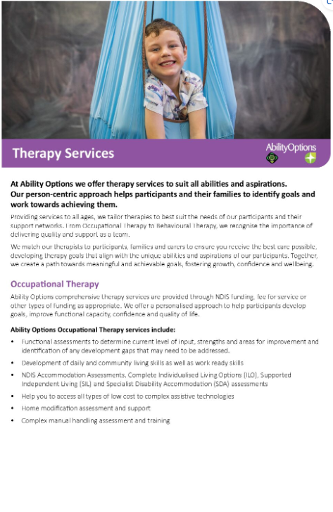 DOWNLOAD: Therapy Services Infosheet