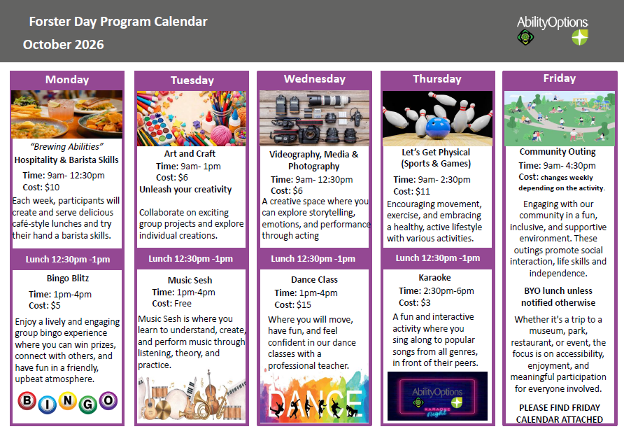 DOWNLOAD: Forster Taree Day Program & Groups Calendar